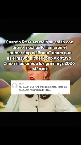 Siempre qdando en ridículo ese fandom, sigan llorando armys sus llantos no harán que le quiten a Rosé sus 3 nominaciones en los grammys. #apt #rose #blackpink #grammys #army 