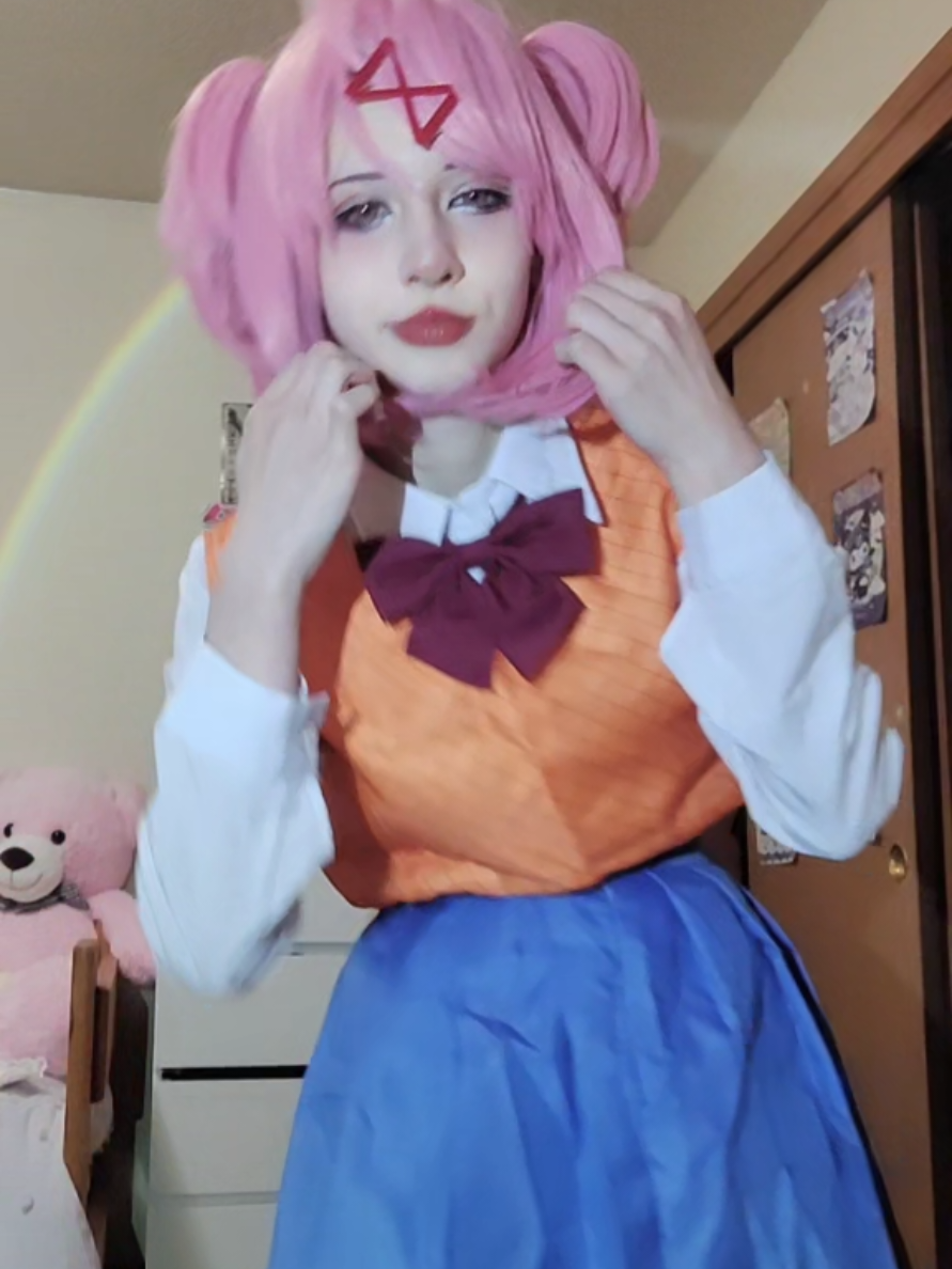 Just found out I might be getting sent to a facility guys ✌️ #natsuki #ddlc #natsukicosplay #cosplay #dokidokiliteratureclub 