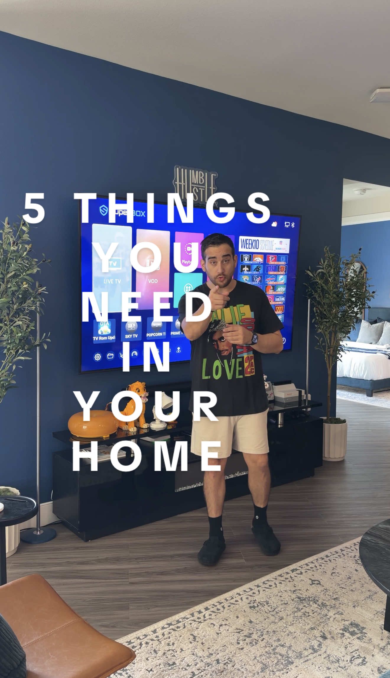 5 Things YOU need in YOUR 🏠 part . Let me know if you want to see a part 2. #Home #tv #Tech #speakers #fyp 
