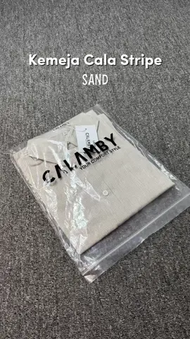 Akhirnya koleksi cala stripe warna sand💗cantik bgtt🤍 #kemejastripe #calamby 