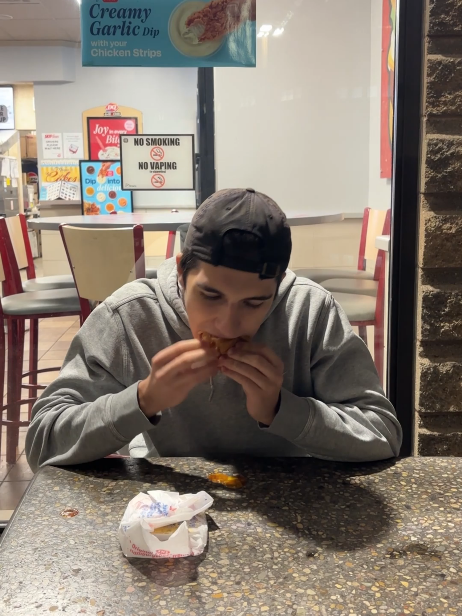 one bite - original cheeseburger from dairy queen #food #foodchallenge #funny #fyp