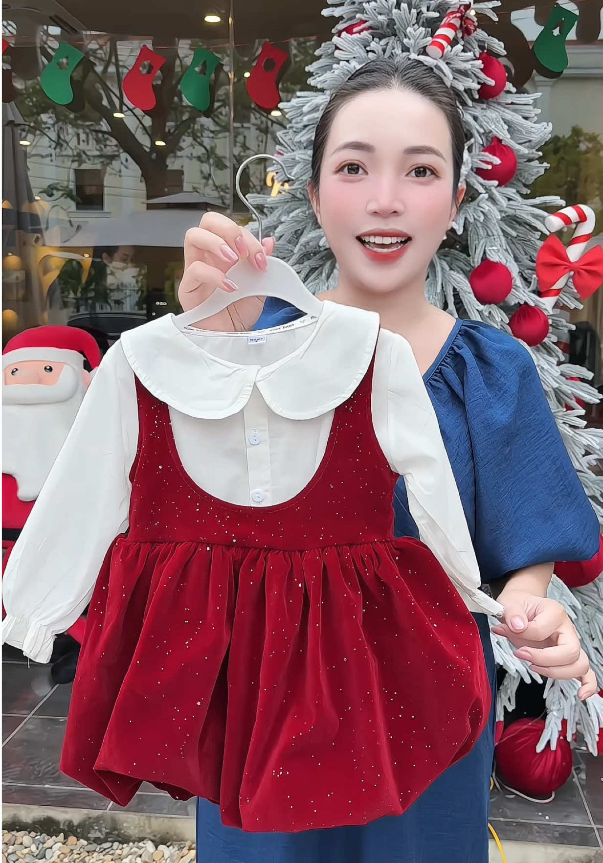 Set áo mix váy đỏ cho bé gái #meminmax95 #quanaotreem #noel #vaynoelbegai 