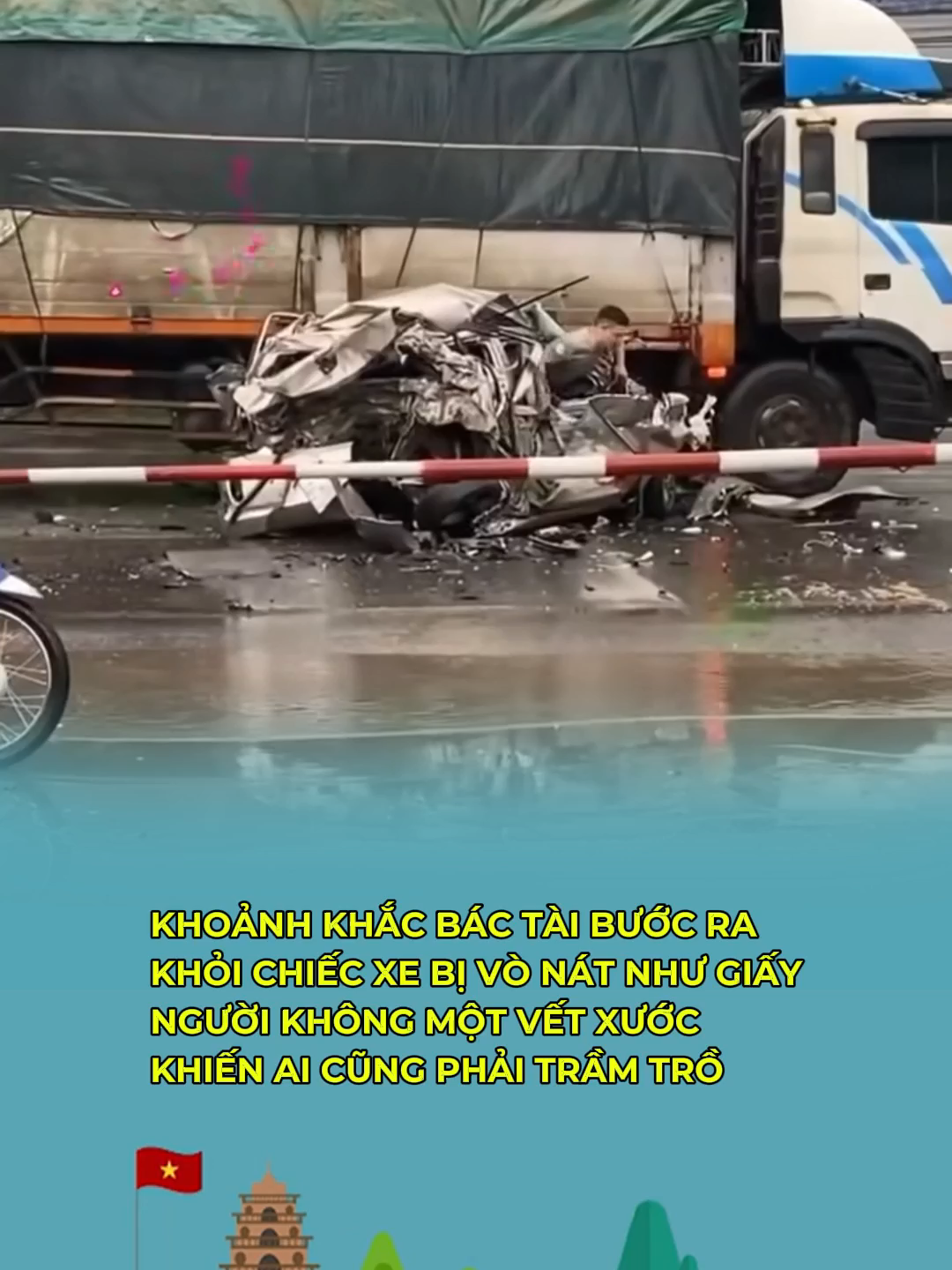 NINH BÌNH: BÁC TÀI PHÚC LỚN MỆNH LỚN QUÁ 🙏 Chiếc ô tô bị vò như tờ giấy nhưng chủ nhân bước ra người không 1 vết xước. Vụ TNGT xảy ra sáng nay 8/11 tại QL1A đoạn qua Ninh Bình. Quả này các cụ rủ cả cụ hàng xóm gánh còng lưng. Chúc mừng anh tai qua nạn khỏi ❤️ #allaboutvietnam #news #xuhuong #TNGT #ninhbinh #mayman #taixe #QL1A