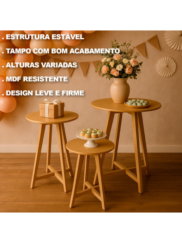 Trio de Mesas Triângulo MDF P M G para Festa e Evento #decoracaodefestainfantil #decoraciondeeventos #mesasemmdf #triodemesafesta #shopeebrasil link de compra do produto aqui 👉 https://s.shopee.com.br/60JbciusLL