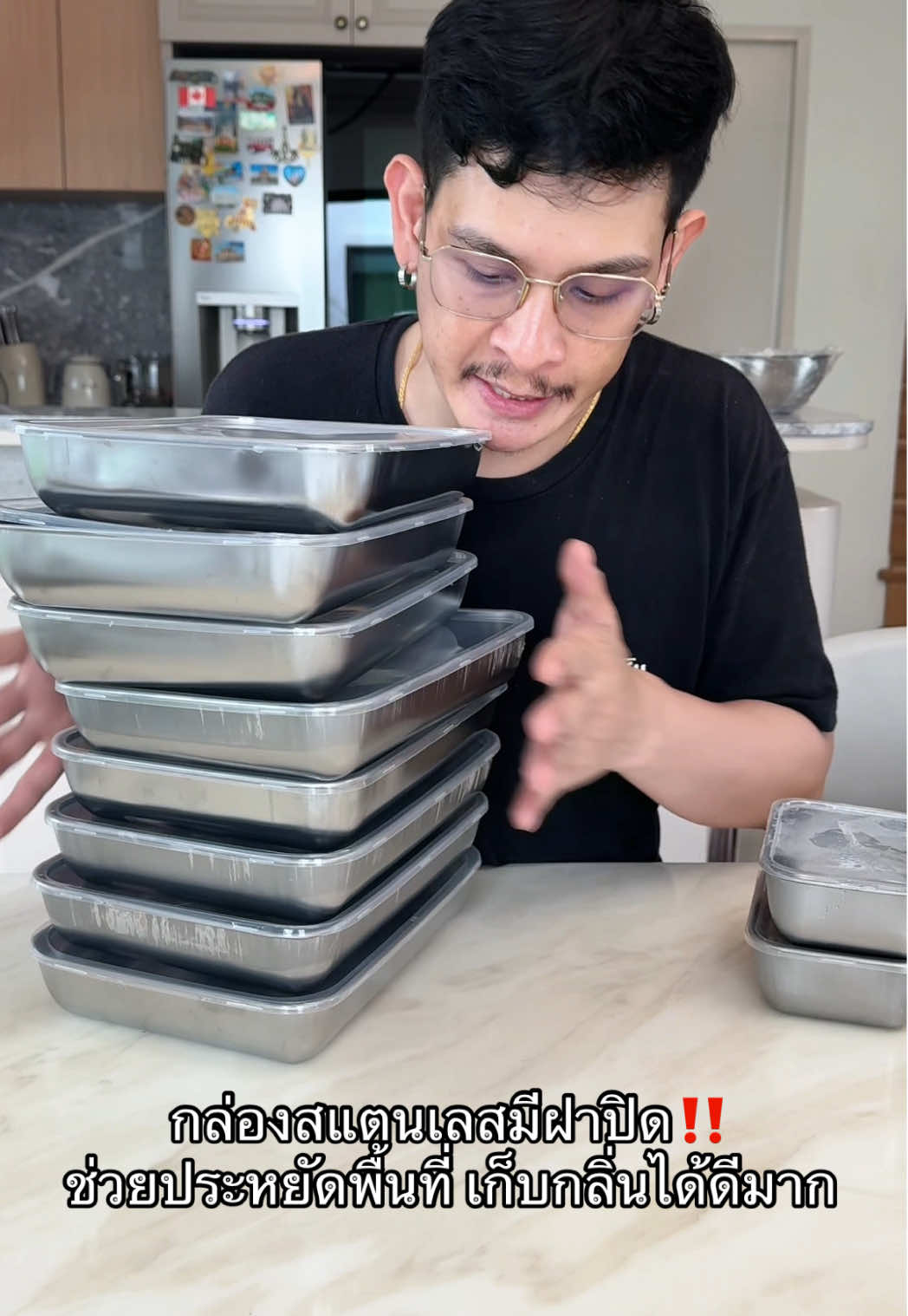 ช่วยจัดระเบียบตู้เย็นได้เยอะมากกก👍🏻#กล่องใส่อาหาร #กล่องใส่อาหารมีฝาปิด #กล่องใส่อาหารสแตนเลส 