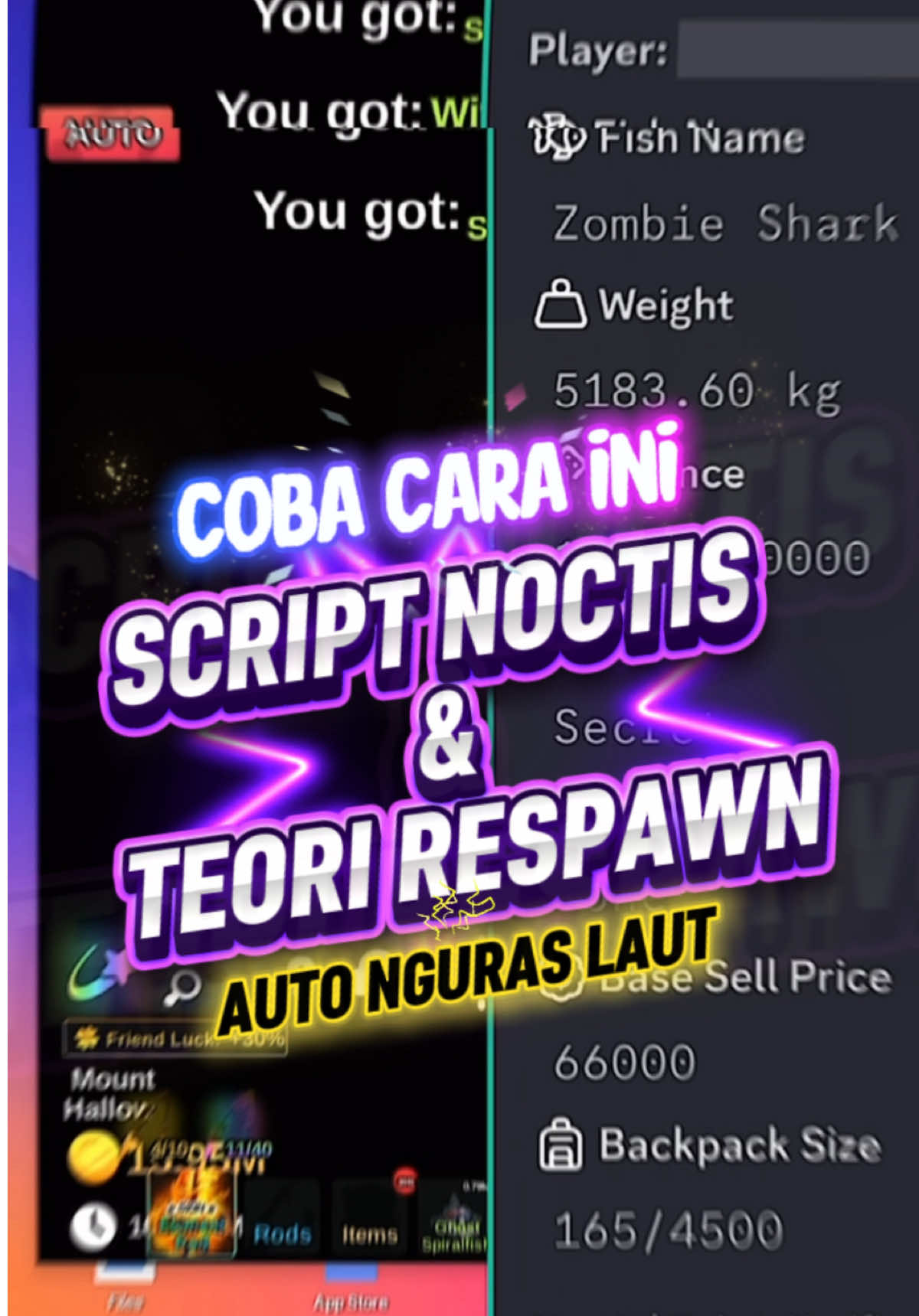 ⚡️5 NOTIF BERUNTUN?!⚡️  Pake script NOCTIS + teori Respawn Ziro 💀 hasilnya? dapet SECRET TANPA AMPUN 🔥 Nggak nyangka script ini beneran nge-trigger drop rate segitu OP 😳 ⚙️Siapa yang udah coba teori ini juga? Gapaham, bisa cek VT sebelumnya. #noctis #fishit #talon #secret #ziro 