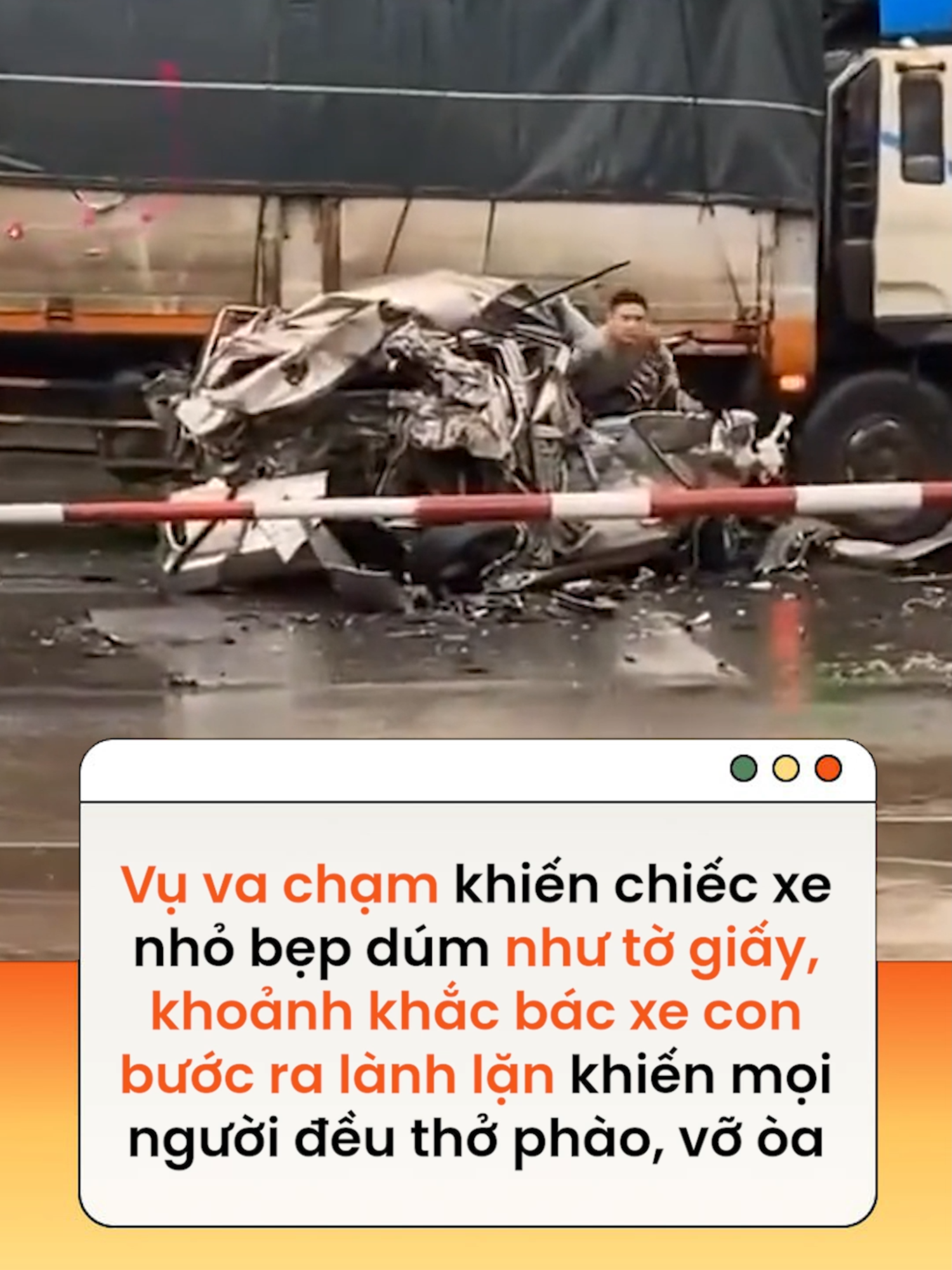 Khoảnh khắc bác xe con bước ra lành lặn sau vụ va chạm với xe tải khiến mọi người đều thở phào #news #amm  Video: Hùng Âm Thanh