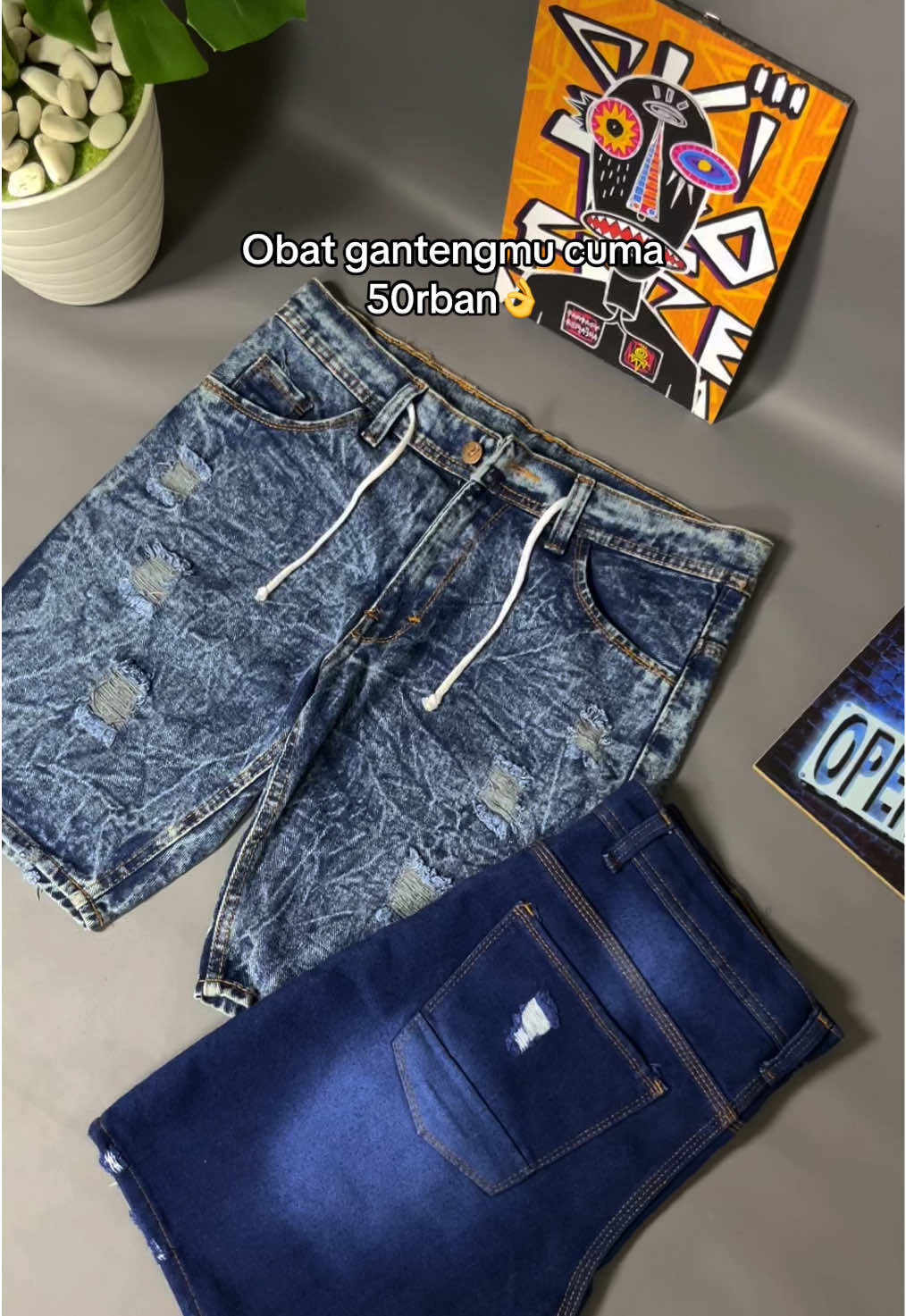 Celana pendek jeans motif sobek#celanapendek #jeanssobek #jeanspendek #celanapria 
