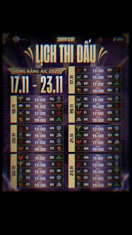 LỊCH THI ĐẤU VÒNG BẢNG AIC 2025 từ 17/11 đến 23/11 | Cre: Cao Thủ Liên Quân #AoV #ArenaofValor #AIC #lienquanmobile 