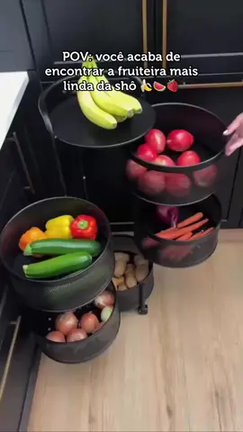 Fruteira de Chão Rodonda linda e moderna pra sua cozinha.. Quer o link? Comente “eu quero” #achadinhos #cozinha #itensdecozinha 