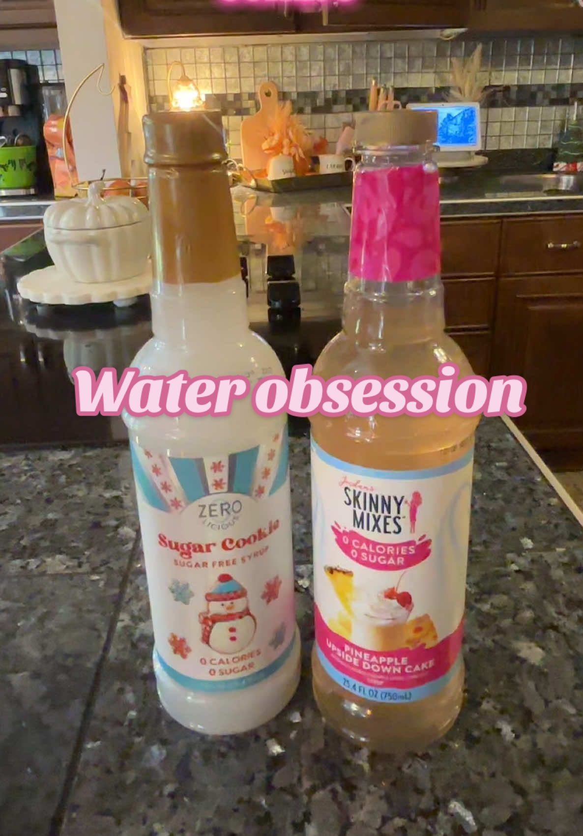 Current water flavor obsession….the sugar cookie mixed with pineapple upside down cake is pure chefs kiss 😋 #watertok #wateroflife #flavoredwater #skinnysyrup #waterflavoroftheday 