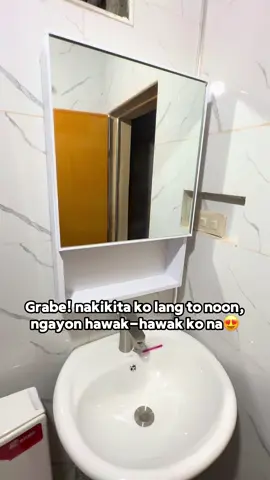 Ang shalah ng Mirror Cabinet may lalagyan na ng stocks sa loob😍 #mirrorcabinet #bathroomdesign #aesthetic #TeamPuti #mirror 