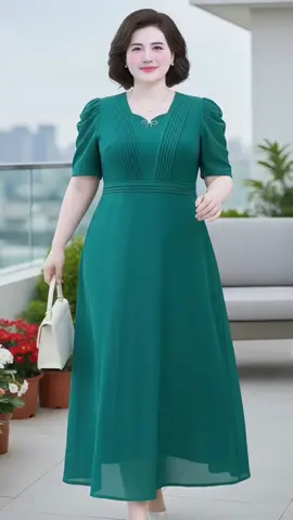 Đầm trung niên maxi form dài xếp li và tặng kèm nơ cài rời #VayDepTrungNien #Thoitrangtrungnien #thoitrangbigsize #MacDepMoiNgay #xuhuong 