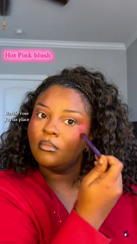 Hot pink blush is my new fav #fyp #foryoupage #makeup #hotpinkblush #juviasplace #juviasplaceblush #blush #blushtutorial #blushtrend #blushfordarkskin #blushforblackwomen 