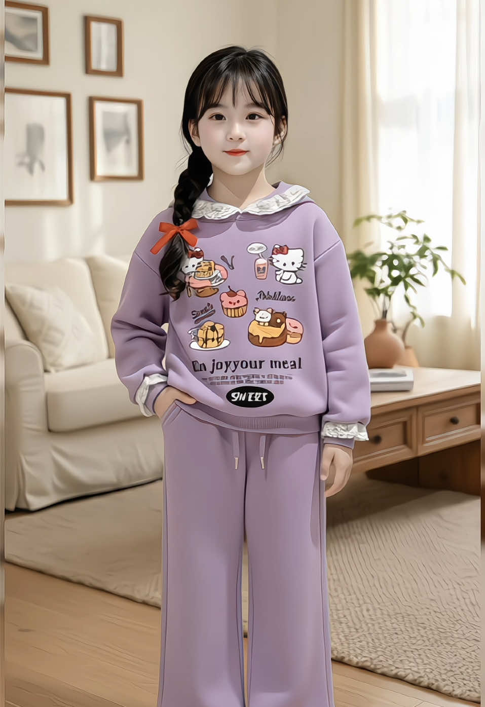 Set bộ nỉ 2 da – áo nỉ mũ phối ren, kèm quần xuông phong cách tiểu thư cá tính. Phù hợp cho bé đi học, đi chơi, chất nỉ dày dặn, ấm áp.#bodaitaychobe #thoitrangtreem #bothudong #bothudongchobe #setthudongxinh 