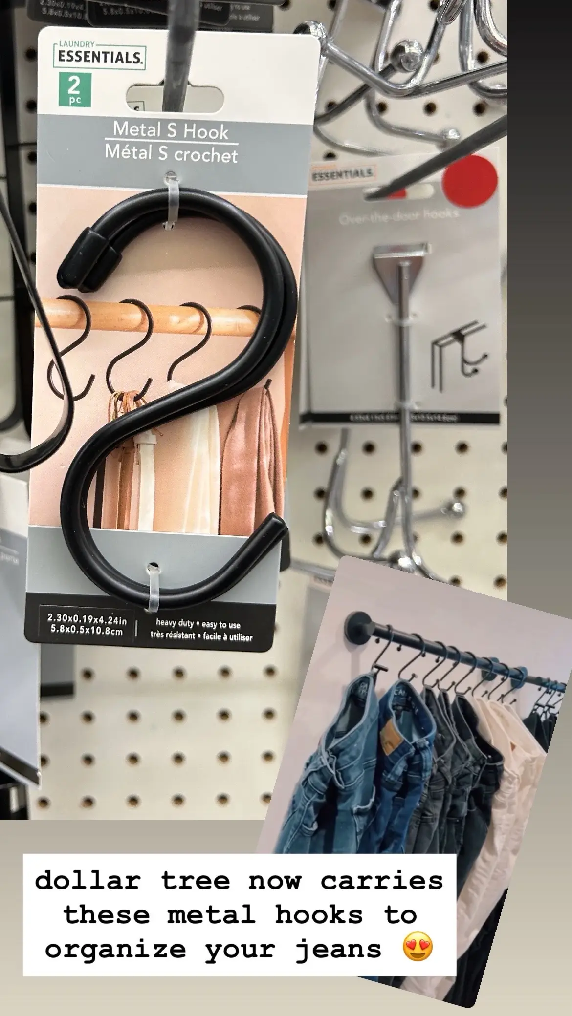 Dollar Tree now carries these hooks to organize your jeans $1.50 #viviantries #dollartreefinds #dollartreeshopping #dollartreehaul #dollartree 