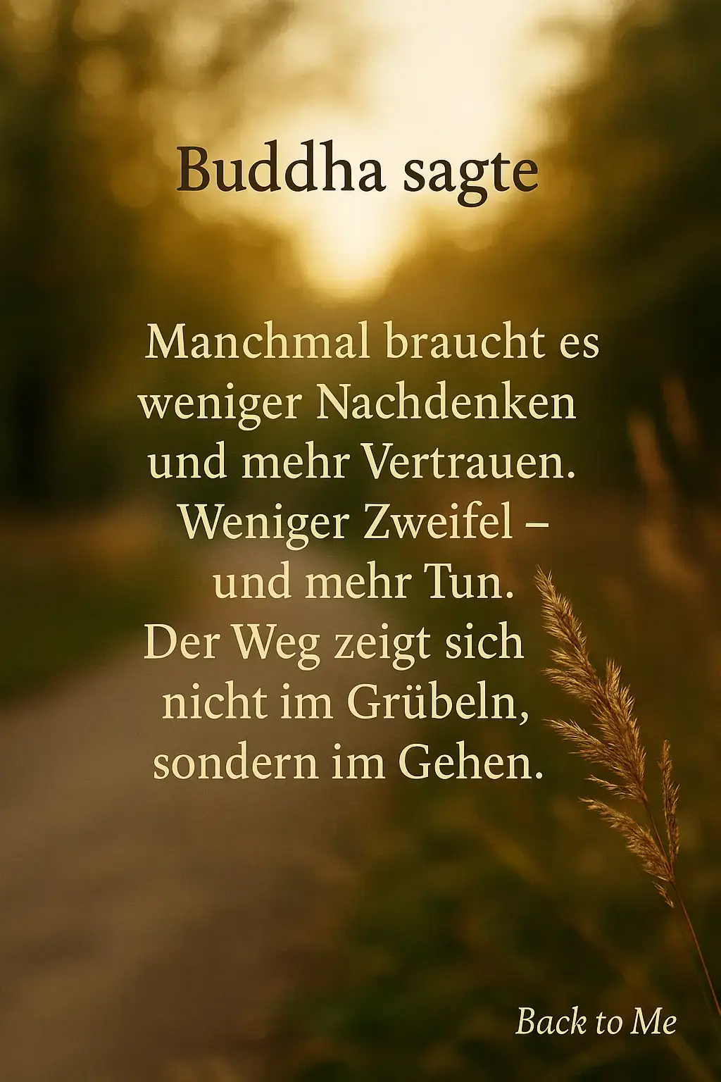 Manchmal denken wir zu lange, bevor wir losgehen. Wir drehen Gedanken im Kreis, bis der Mut verschwimmt. Doch das Leben entfaltet sich nicht im Kopf – es geschieht, wenn wir uns bewegen. Der erste Schritt muss nicht perfekt sein. Er muss nur echt sein. Denn jede Bewegung bringt Klarheit, jeder kleine Mutmoment verändert die Richtung. Weniger analysieren, mehr vertrauen. Weniger warten, mehr leben. 🌞 #BuddhaSagte #Vertrauen #Loslassen #MutZumTun #LebenImJetzt 