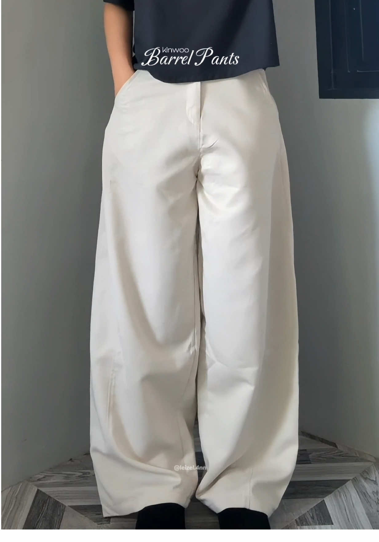 kinwoo barrel pants in dirty white 🔛🔝! #barrelpants #widelegpants #baggypants #kinwoopants #pantsrecommendation 