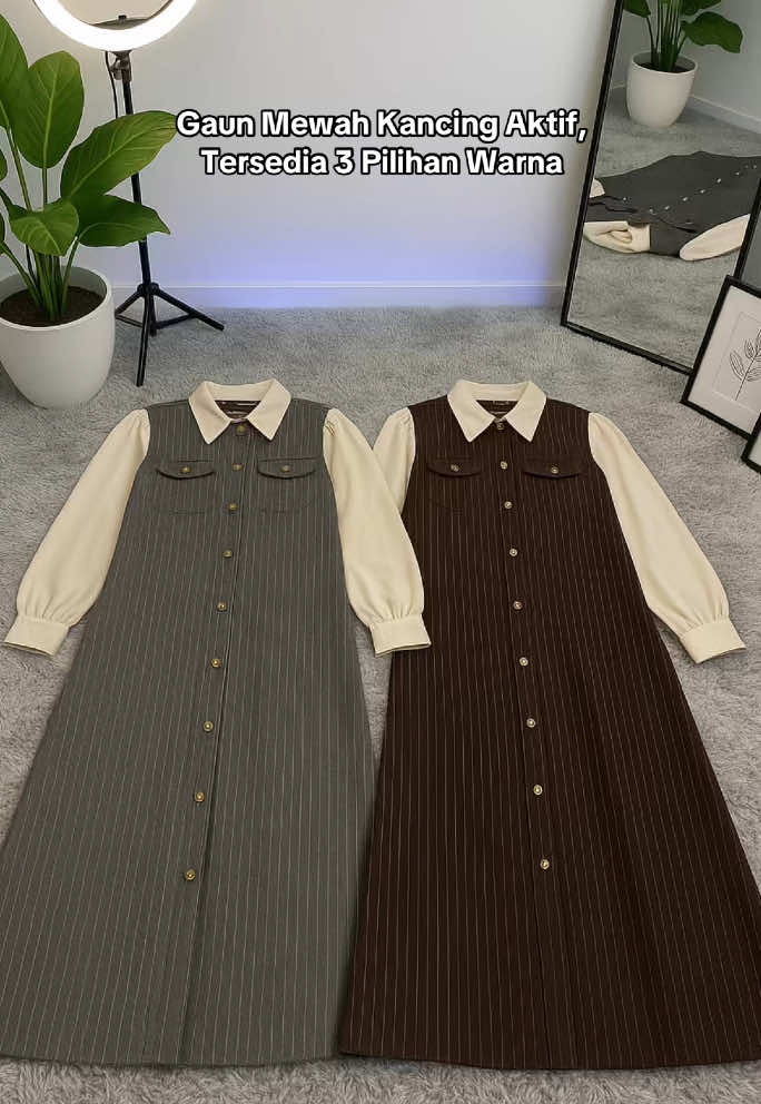 Dress mewah kancing aktif, ada 3 pilihan warna. Busui friendly. Cek sekarang! #AI #foryou #OOTD #foryoupage #dresscantik 