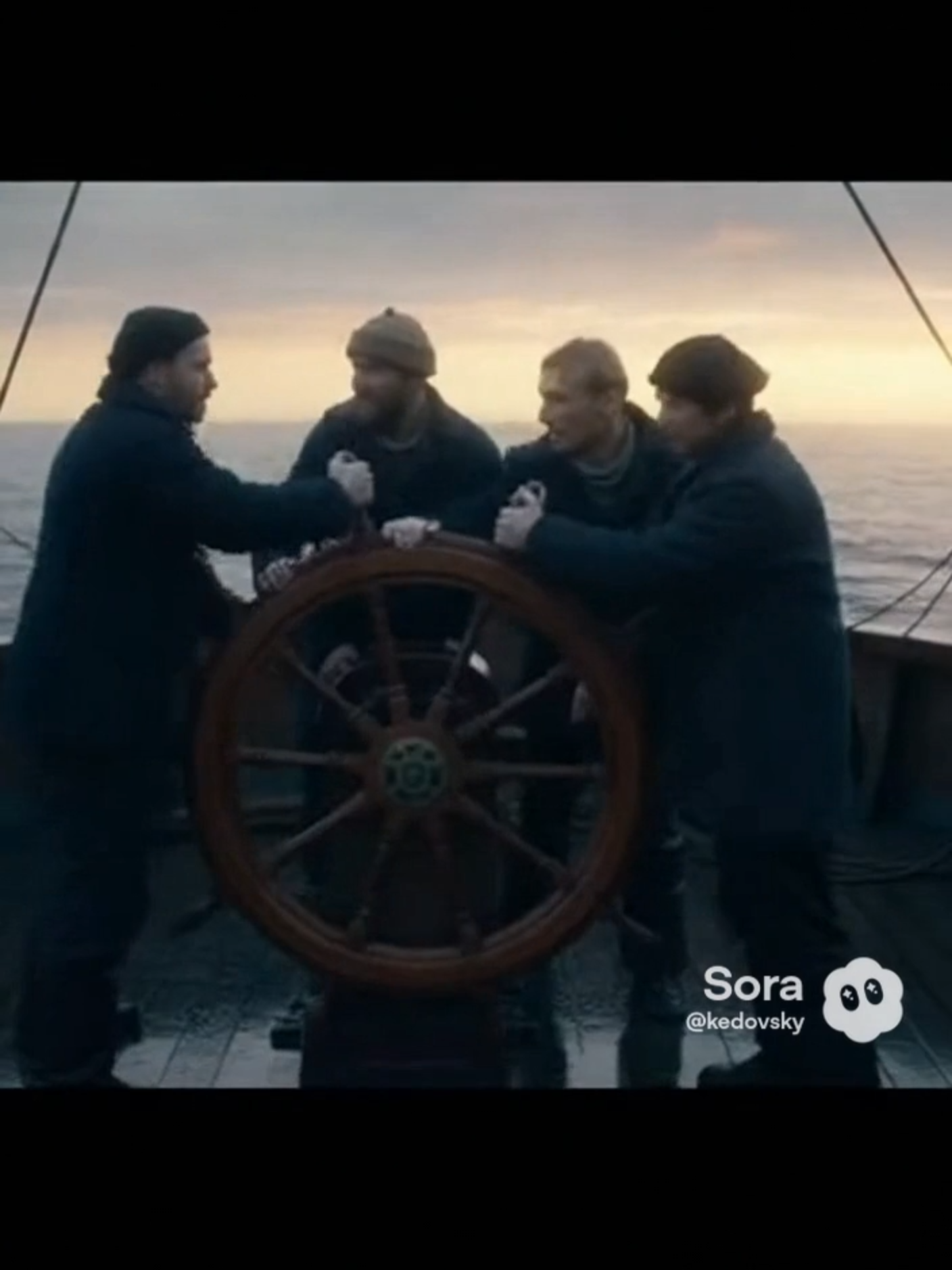 Во время штормового рейса команда траулера сталкивается с поломкой руля и вынуждена вести судно вручную, по очереди принимая ответственность за курс и жизни товарищей. Напряжение, старые обиды и страх утопают в ревущем ветре, пока моряки не учатся держать общий «штурвал» вместе и доводят корабль до гавани ценой личных жертв и примирения.