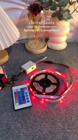 LED strip 5m/10m flexible,bright, and colorful waterproof RGB light with remote,ideal for bedroom,cove lighting,and Christmas decor #roomlights #ledlight #striplights #rgblight 