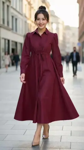 ✨ Tampil ramping & elegan setiap hari! #DressMarunElegan #OOTDTrendi #FashionCewek #StylishLook #LimitedStock 