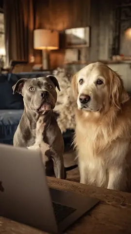 When Mom says no…there’s always Grandma.  Who’s the soft one in your dog’s life? 🐾 #chuckandbarry #goldenretrievers #staffy #wearegoodpets 