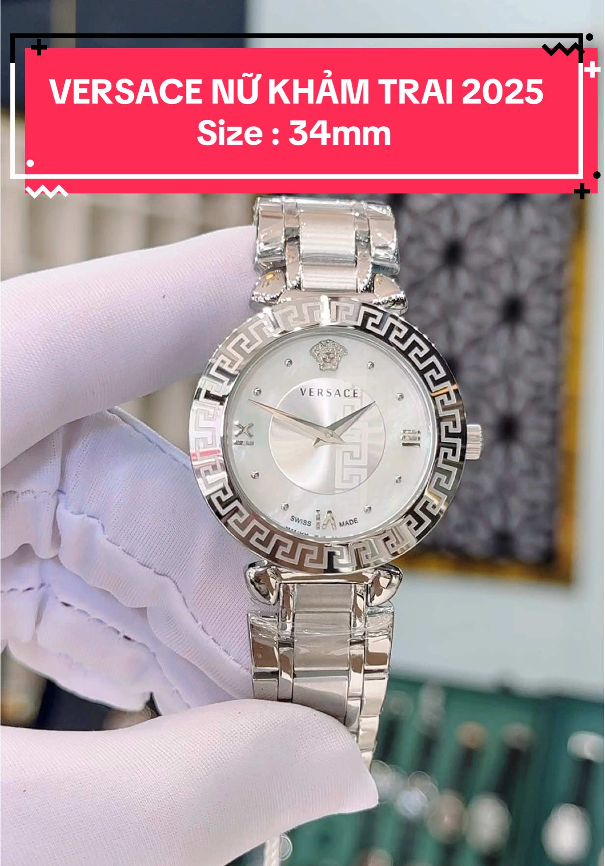 VERSACE NỮ KHẢM TRAI VỀ THÊM SAU BAO NGÀY CHÁY HÀNG 🔥 NHANH TAY EM CÒN 1C DUY NHẤT 🥰 Size : 34mm #37watchluxury #xuhuong #thinhhanh #viral #trending 
