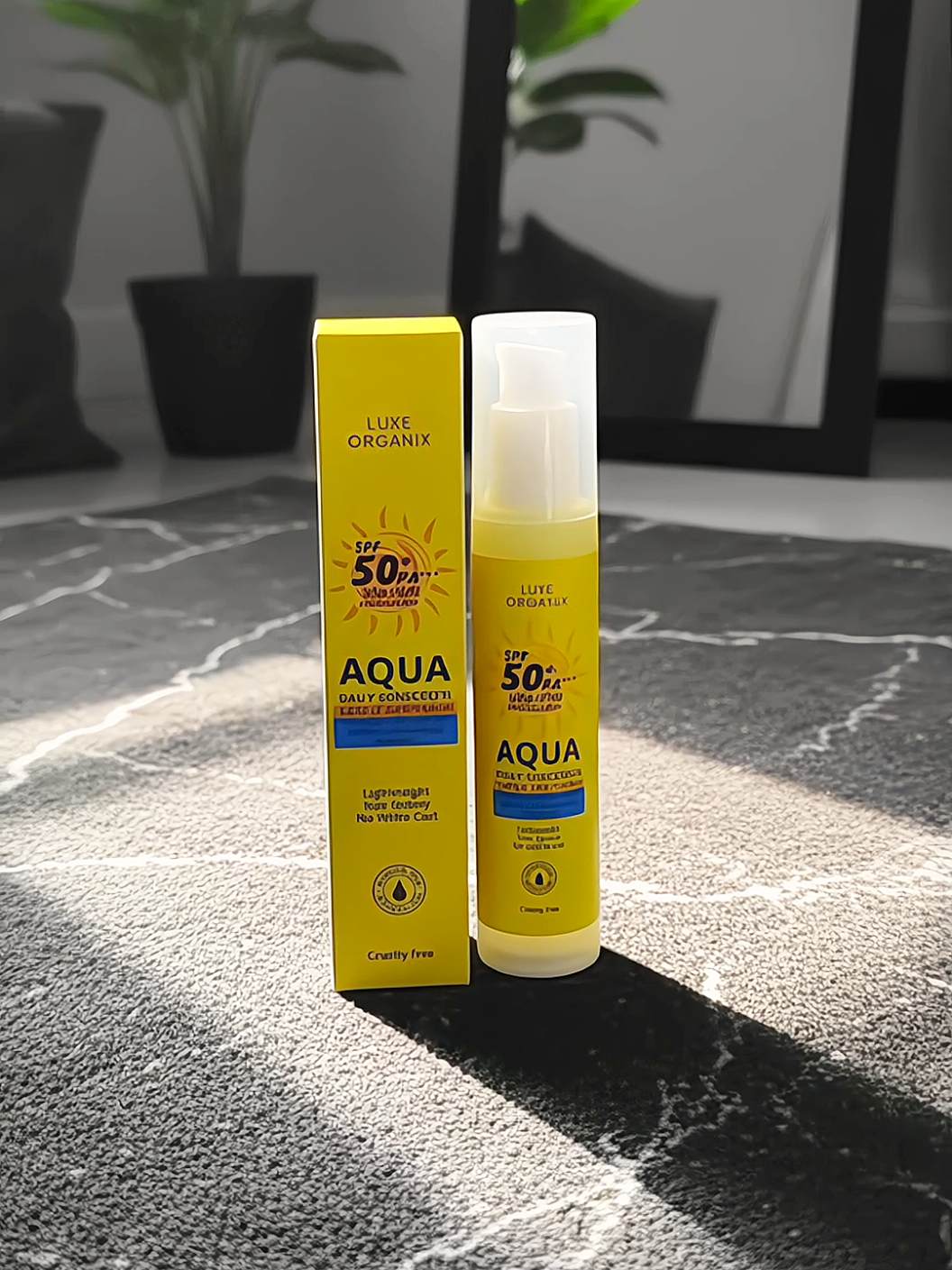 LUXE ORGANIX Aqua Daily Sunscreen 50ml 💛 Available now in the yellow basket 🧺 #skincare #sunscreen #creatorsearchinsights #fyp #women 