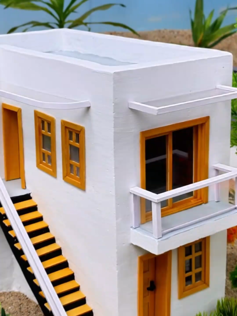 Modern 2-Story Villa Design | Exterior Staircase, Foundation & First Floor Tour - Contemporary House 🏘️🏡🏚️🏠 #TinyHouse #miniature #diyhouse #minibricks #dreamhouse
