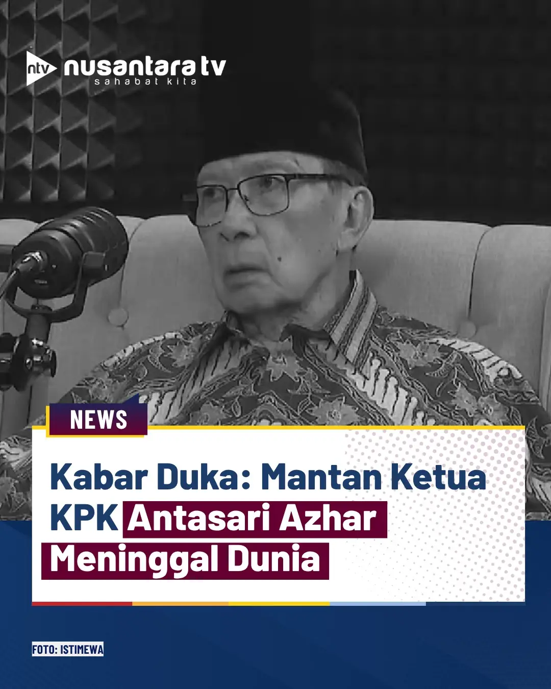 Mantan Ketua Komisi Pemberantasan Korupsi (KPK), Antasari Azhar, telah meninggal dunia pada hari Sabtu, 8 November 2025 di RS Mayapada, Lebak Bulus, Jakarta Selatan.  Kabar duka ini dikonfirmasi secara resmi oleh kuasa hukumnya, Boyamin Saiman. Jenazah akan disemayamkan terlebih dahulu di rumah duka yang berlokasi di Serpong, Tangerang Selatan. Rencananya, almarhum akan dimakamkan di TPU Giri Tama, Tonjong, Bogor. Antasari Azhar sendiri merupakan sosok yang dikenal sebagai Ketua KPK yang menjabat pada periode 2007-2009. -------------- NRF #antasariazhar #ketuakpk #kabarduka #nusantaratv #nusantaratvsahabatkita 