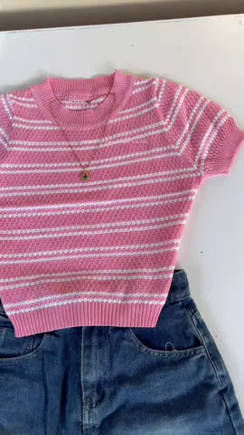 MODA Stripe Knitted Round Neck Tshirt #moda #knitted #Tshirt #foryoupage #foryou 