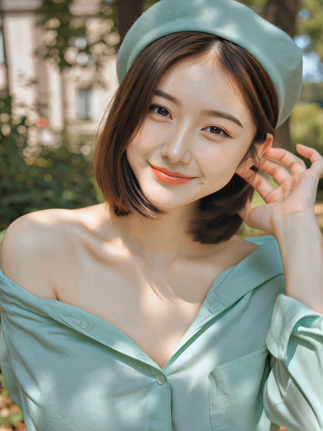 Giữa khung trời bình yên, có một cô hoạ sĩ mỉm cười 💚🌿 #softgirlenergy #artgirl #sweetsmile    #parisianstyle #softaesthetic  @beauty.surprise2025 