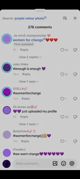 Woman standing together in solidarity.#purpleprofilepictures #viralvideos #fyppppppppppppppppppppppp #fypシ゚viral 