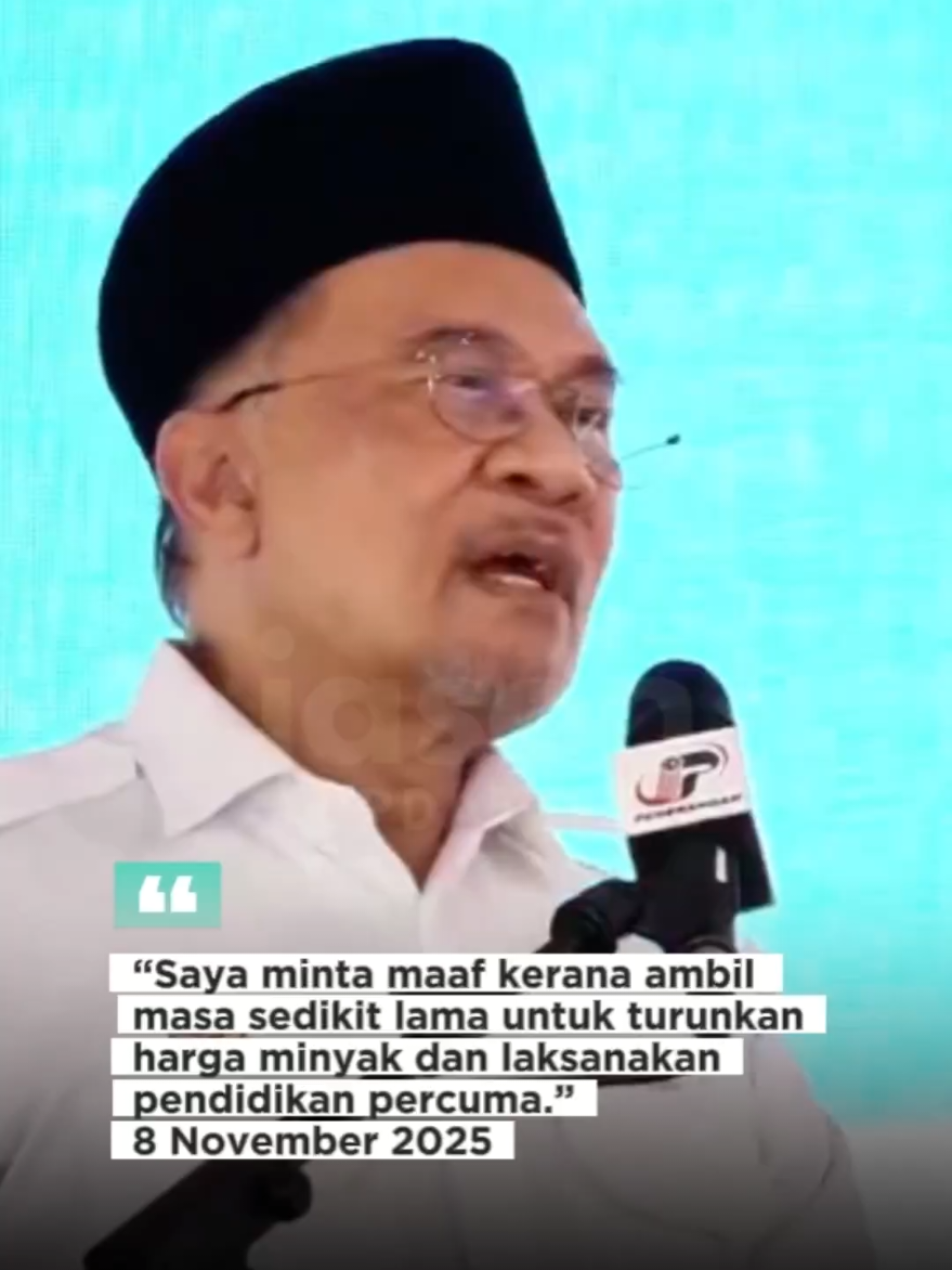 “Saya minta maaf kerana ambil masa sedikit lama untuk turunkan harga minyak dan laksanakan pendidikan percuma.” - PM @Anwar Ibrahim  #hargaminyak #ptptn #MalaysiaMADANI #anwaribrahim #keadilanuntuksemua 