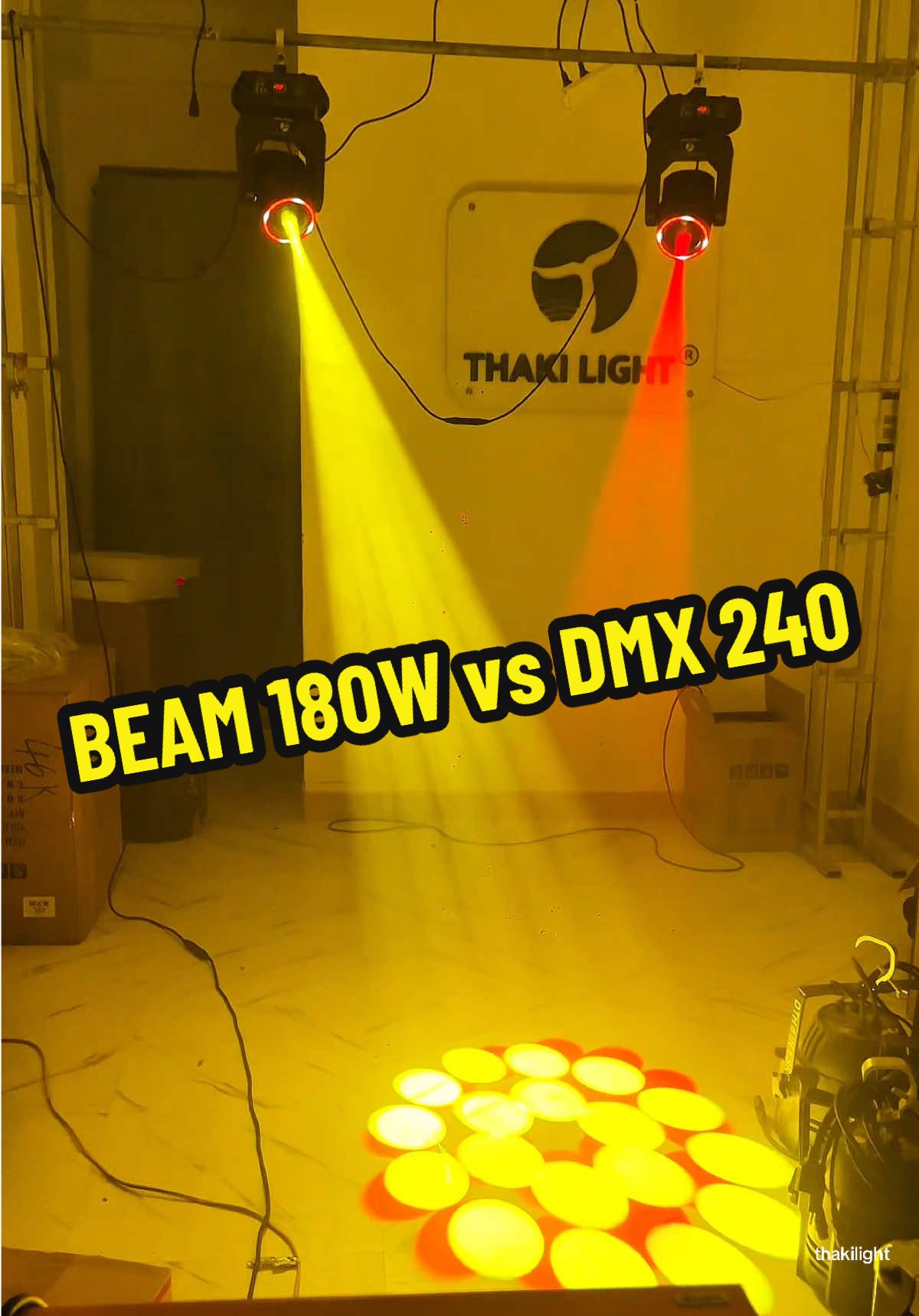 Cấu hình đơn giản cho anh em chơi phòng tại nhà 2 beam 180W với bàn DMX 240 #viral #densankhau #comboanhsang #beam180w #congthakilight #thakilight 