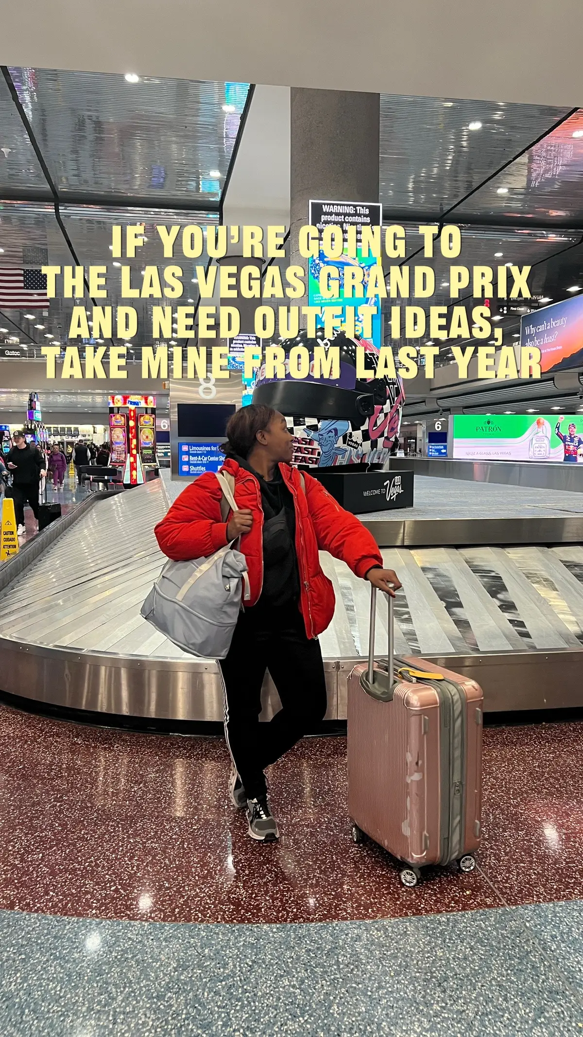 If you’re headed to the @F1 Las Vegas in a few weeks and are confused on the weather because it’s a desert but also a night race, take my outfits from last year! I am missing one for some reason, but these are the core pieces that I wore and layered. Bring warmer weather things you can wear during the day, but it gets COLD AF at night. This red puffer has been my winter staple since I lived in Paris and it was well used in Vegas.  #vegasgp #lasvegasgrandprix #f1outfits #f1girlies #lasvegastiktok 