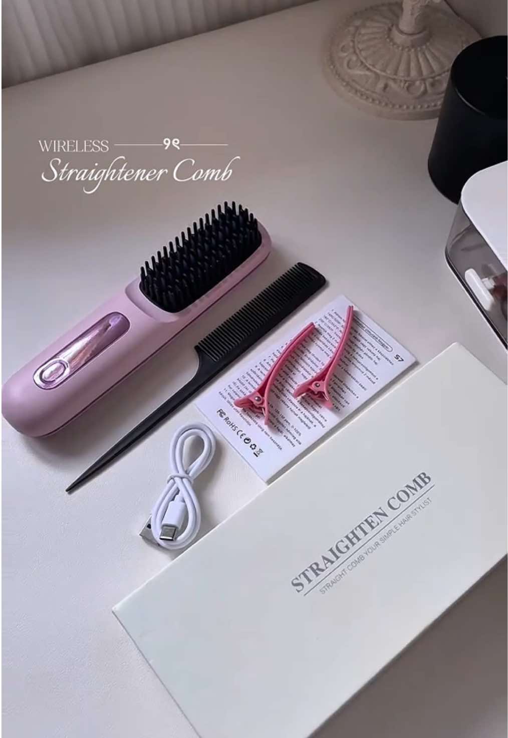 Finally found a portable electric comb ✨💕 #portablehairstraightener #straightenercomb #hairstraightener #wirelesshairstraightener #fyp 