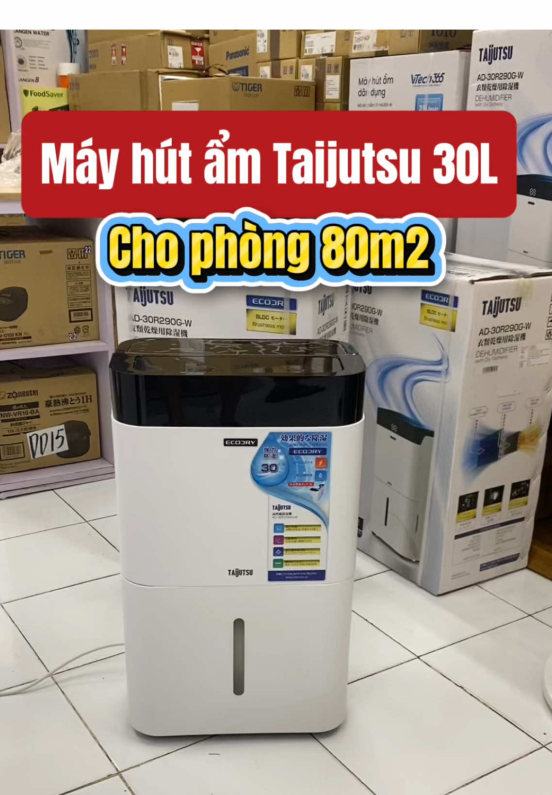 Máy hút ẩm cho phòng 80m2, Taijutsu 30L hút khoẻ chạy êm #hutam #mayhutam #hutamtaijutsu #hangnhattiendat #taijutsu 