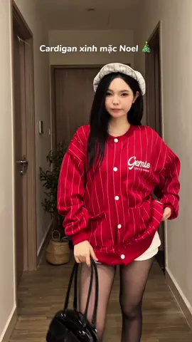 Khoác cardigan đỏ cho noel 🎄 #dduong0303 #review #cardigan 