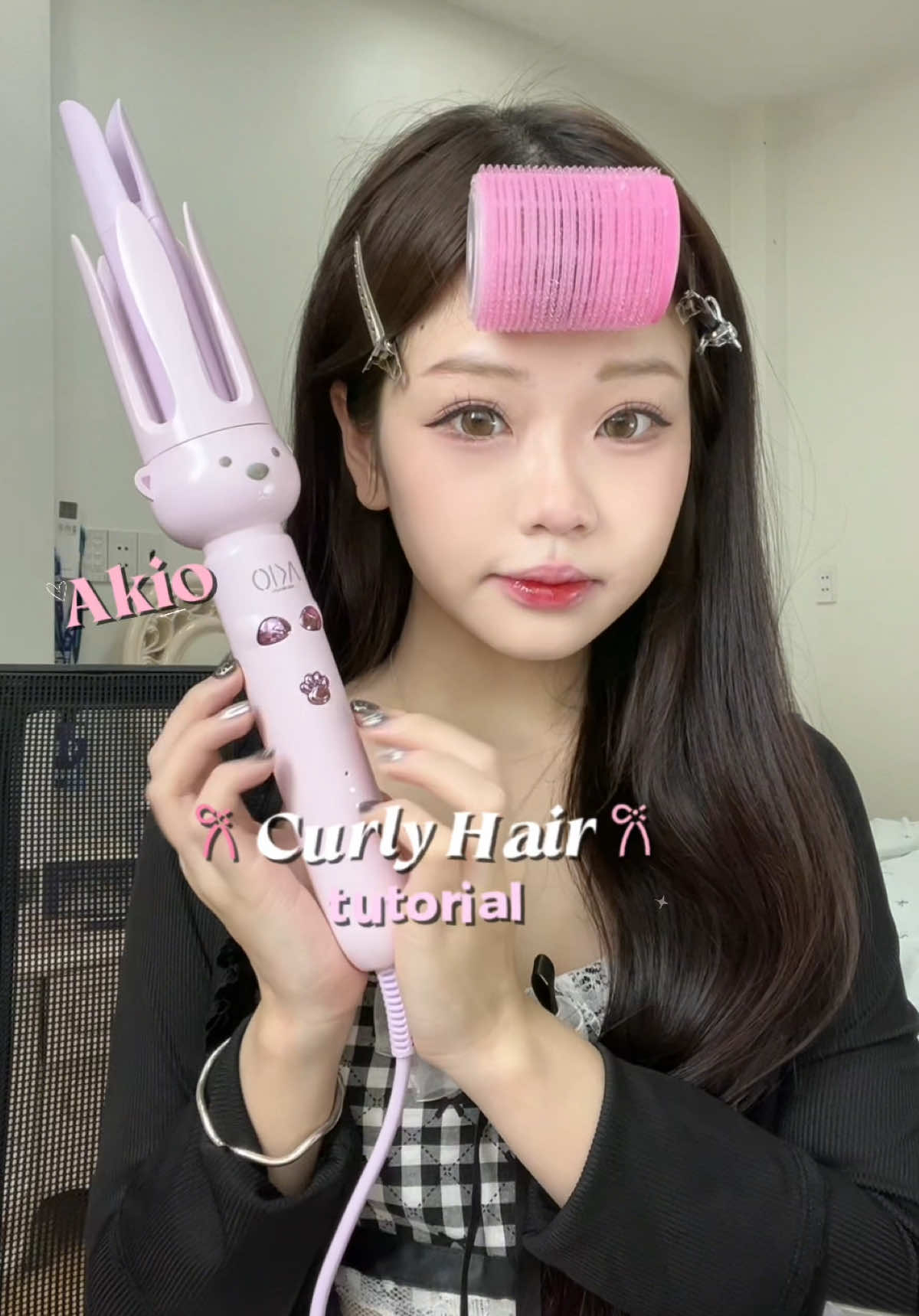 Uốn tóc bằng máy xoăn tự động 🫶🏻💗 | #hairtutorial #tocxoan #mineenguaba 