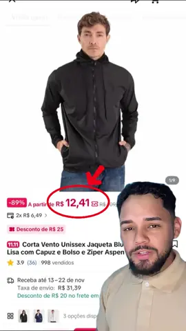 Corta vento unissex #cortavento #jaquetamasculina #TikTokShop1111BR #TikTokShopBlackFridayBR 