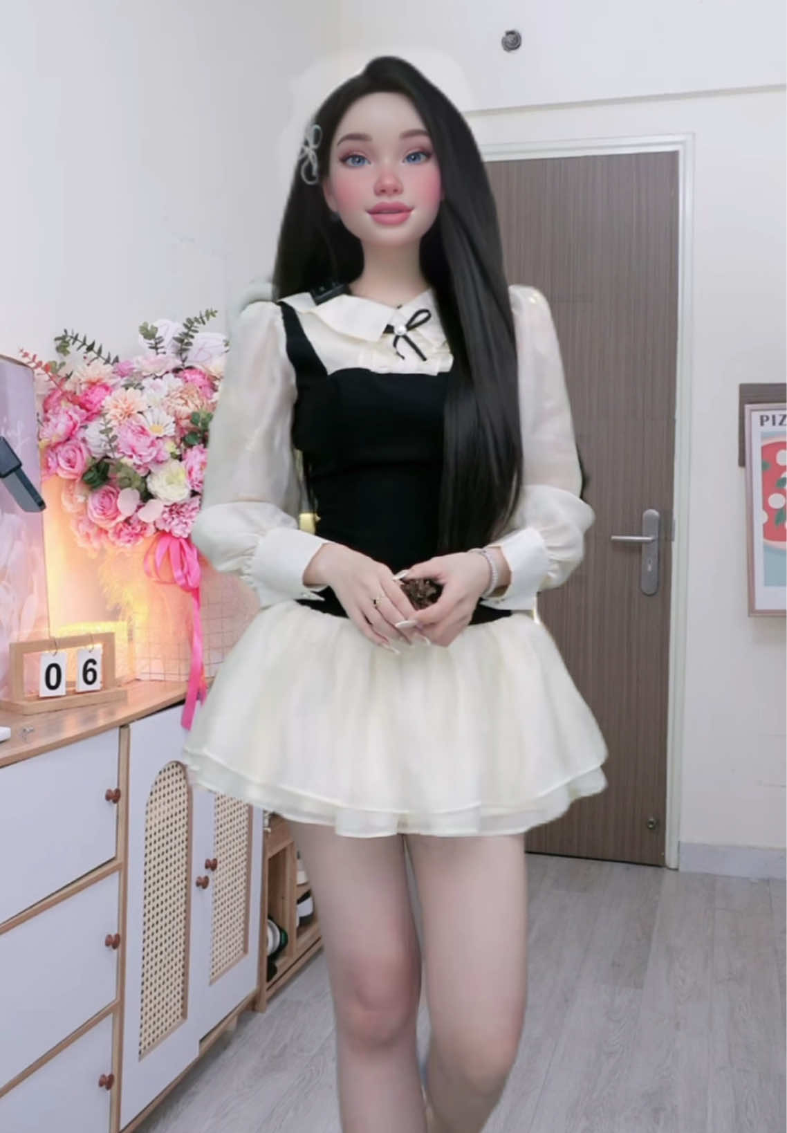 Váy voan tơ dài tay cổ bẻ phối nơ siu xinh#vayxinh #vayxoe #vayxinhmoingay #meianhtran10 #xuhuongtiktok 