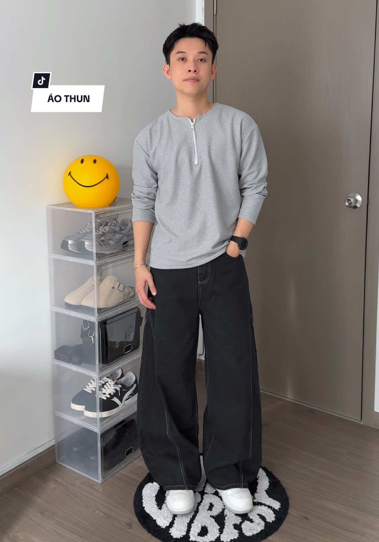 Áo thun trơn cổ zip ZONEF 👏 #goclamdep #outfit #aothundaitay #aothundaitaynam #iamloc1108 