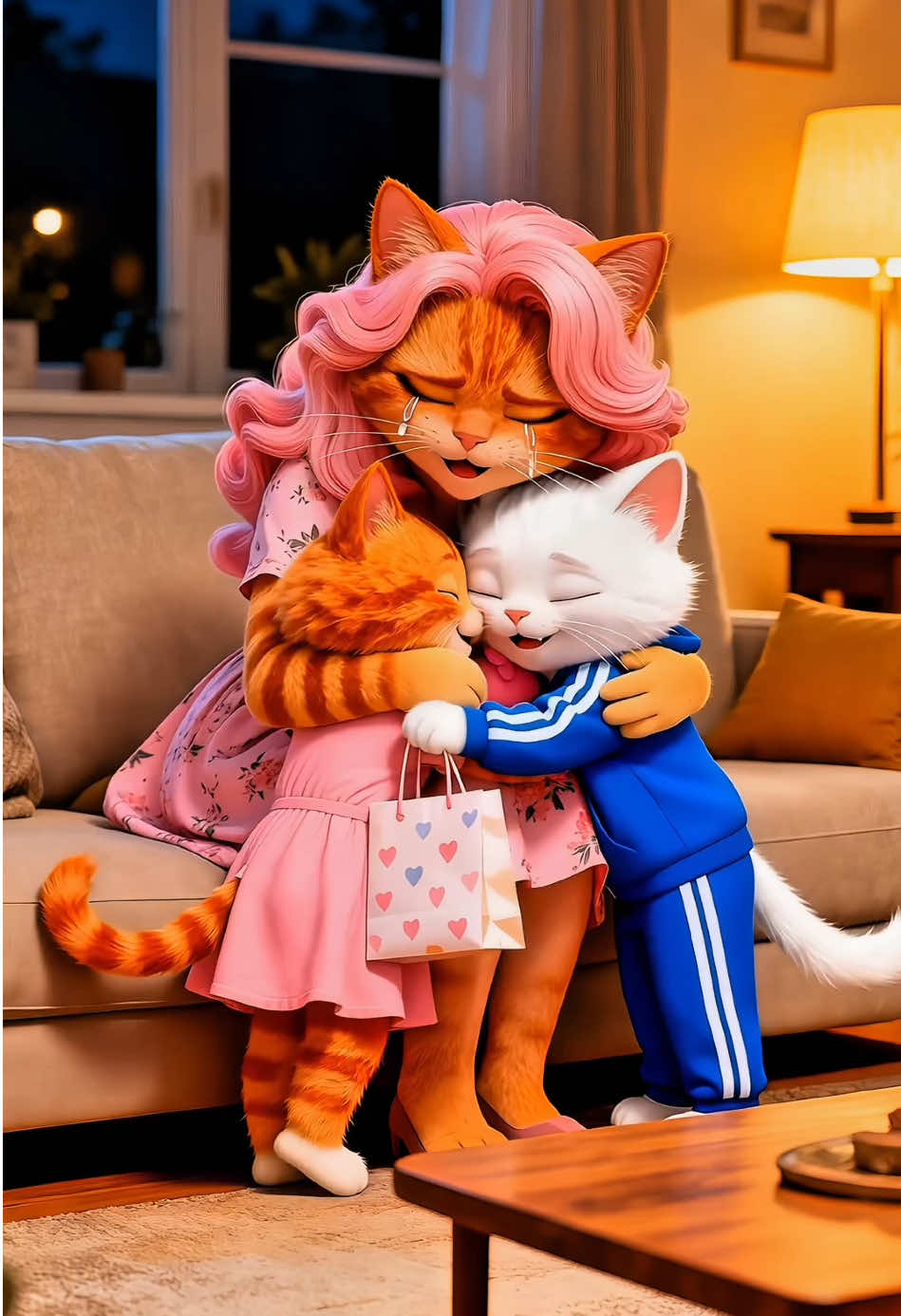 The cat finally have a new family 🌈#funny #cat #funnyvideos #aivideo #foryou 