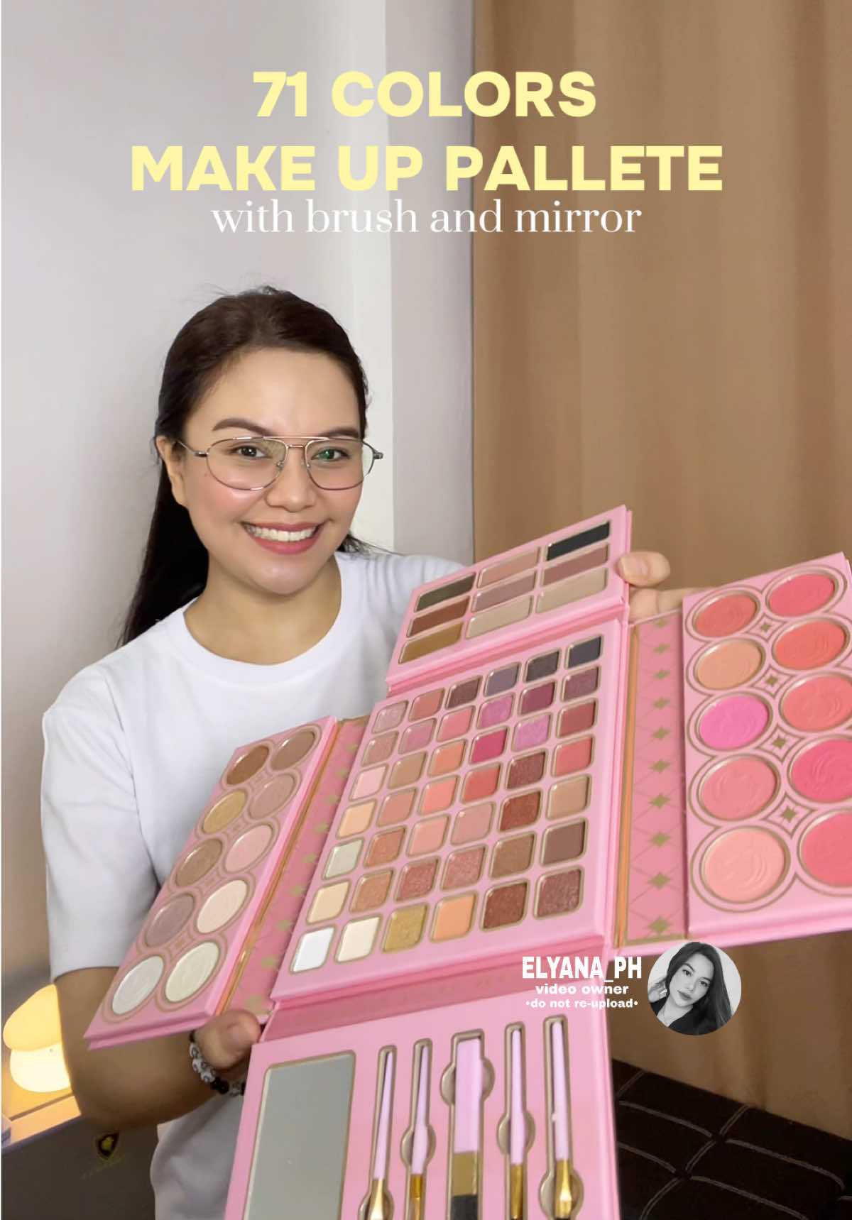 Ganda panregalo nitong all in one make up pallete with brush and mirror #makeuppalette #makeup #makeupset #fypシ゚ #fypage 