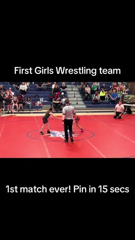 She is a force to be reckoned with! First ever wrestling match, first ever girls team, PIN in 15 seconds! #girlswrestling🤼‍♀️ #wrestlingmatch #wrestletok #wrestler #wrestlersoftiktok 