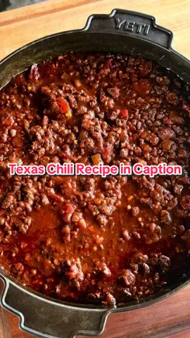 Texas chili is our most popular chili recipe! Let’s make it⬇️ 4 lbs of ground meat (venison is also great and is Matt’s fav) 1 lb of HOT breakfast sausage 3 medium red onions, diced 1 head of garlic, minced 84 ounces of tomatoes and sauce total. Use the below or interchange to your liking as long as you use at least 84 ounces) 2, 28oz can crushed tomatoes with juice 1, 28oz fire roasted diced tomatoes with juice 1 7oz can Chipotles in Adobo Sauce, diced. Preserve the liquid. 2 beers. 1 for the chili and 1 to drink while you’re making it. (sub beef broth) 5 T Meat Church Texas Chili Seasoning (https://www.meatchurch.com/products/texas-chili-seasoning). 1/3c olive oil Garnish Shredded cheese Diced white onions -Add the olive oil to a very large skillet. I prefer cast iron. Sauté the onions, garlic and adobo peppers (including all the liquid from the can). This is a lot of onion, so you may have to cook in 2 batches if you don’t have a really large skillet. Cook for about 10 minutes until the onions are translucent. Remove from skillet and place the mixture in your slow cooker or dutch oven. -Cook the ground meat and breakfast sausage completely in the same skillet. Drain the fat and place all of the meat in the slow cooker or dutch oven. -By this time you already have the meat, onions, garlic and adobo peppers in your slow cooker or dutch oven. Now add the tomatoes with the juice, 1 beer and 5 T of Meat Church Texas Chili Seasoning. -This chili can cook in 3 hours. However, it is better if you can cook it for 6 - 8 hours. The ingredients are already cooked at this point, but we will simmer this chili all day to break down the meat and meld the flavors together. If you are using a slow cooker: Cook the chili on low for 6 - 8 stirring periodically. -If you are you are using a smoker: Cook the chili at 225 for for 4-5 hours uncovered stirring periodically. Cover and continue to cook for 2-3 more hours.  -Remove from the heat. Allow it to cool. Garnish and enjoy! #meatchurch #texasbbq #bbq #texaschili @YETI 
