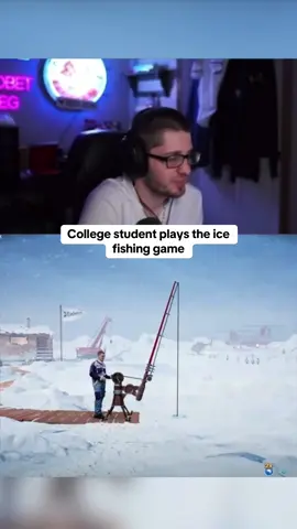College student plays the ice fishing game #kickstreaming 