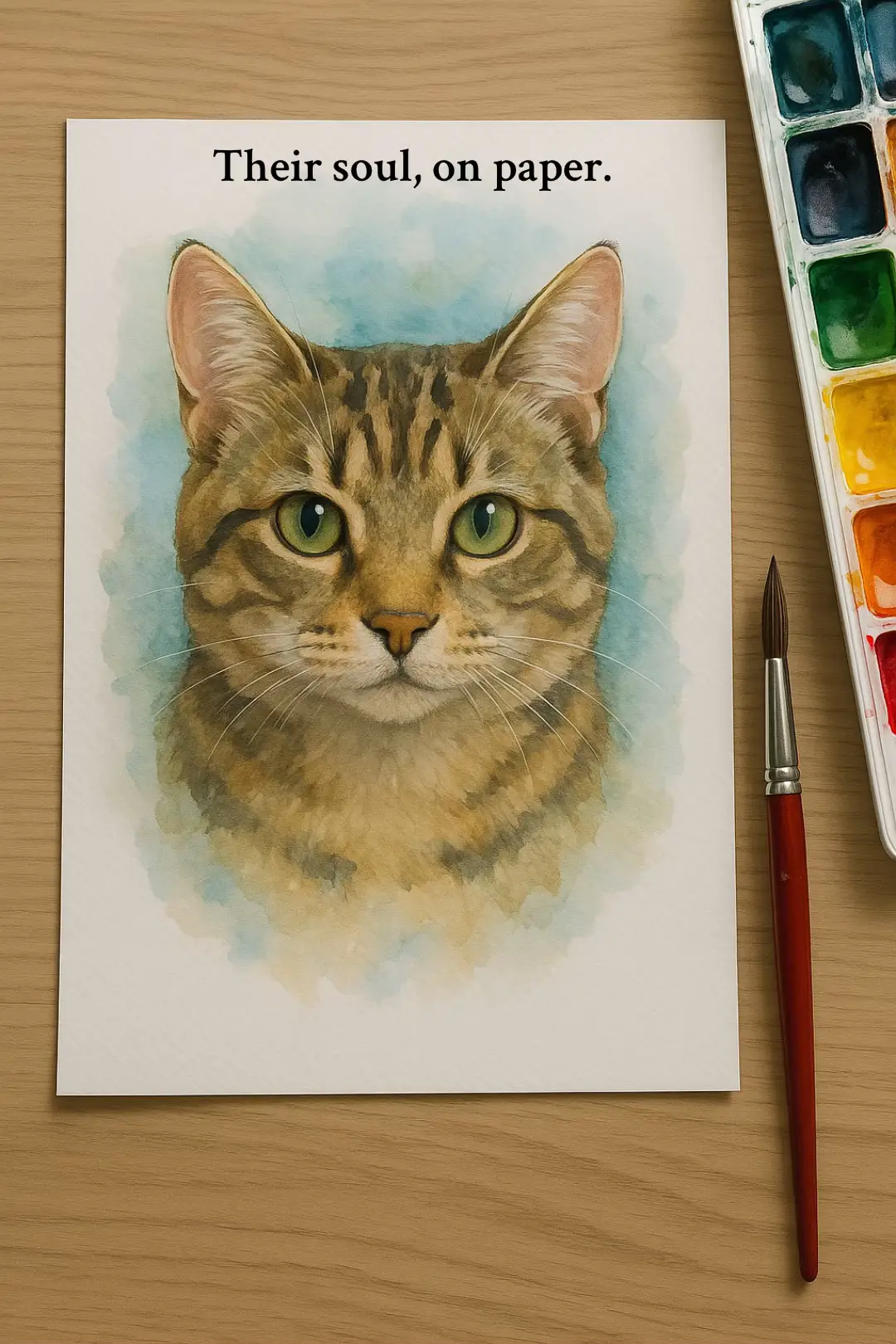 Each portrait is fully hand-painted and custom made 🎨 #petportrait #custompetportrait #watercolorartist #handmadegift #catmom 